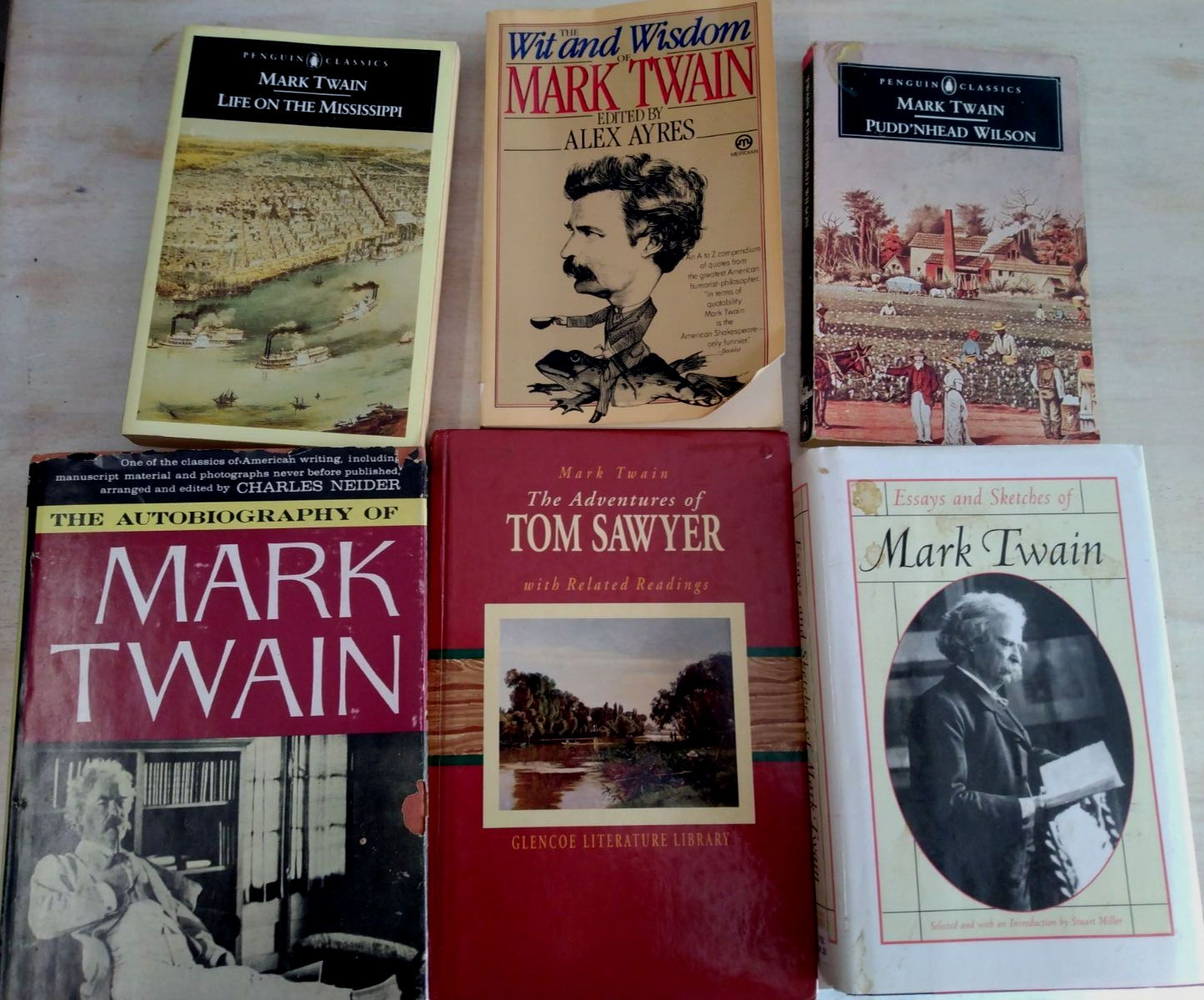 Mark Twain Lot (6) – Autobiography, Tom Sawyer, Life on the Mississippi & More