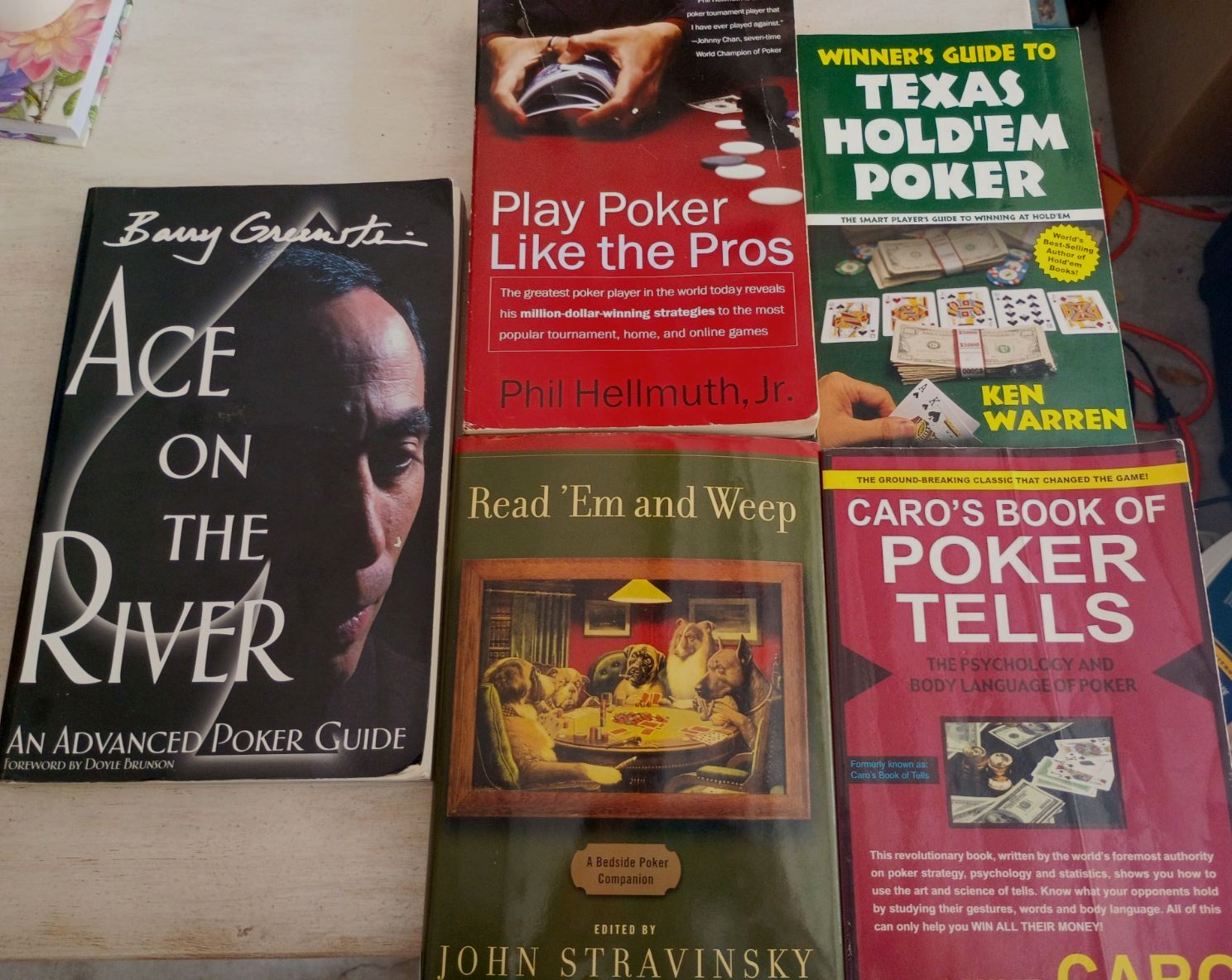 📚 POKER STRATEGY Lot (5 Books) - Mike Caro Tells, Barry Greenstein, Hellmuth