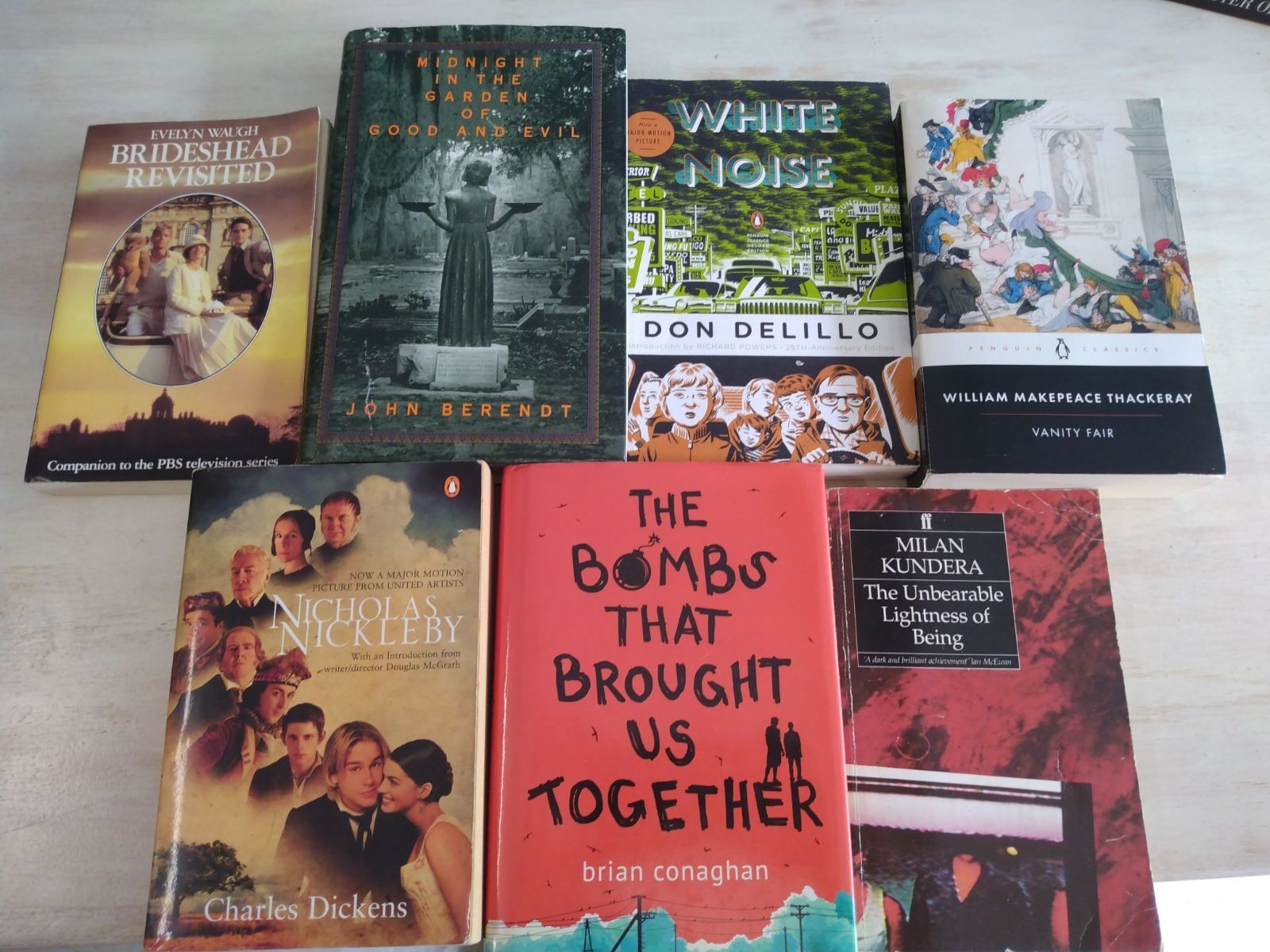 Literary Fiction Book Lot (7) – Dickens, DeLillo, Kundera, Waugh, Thackeray & Mo